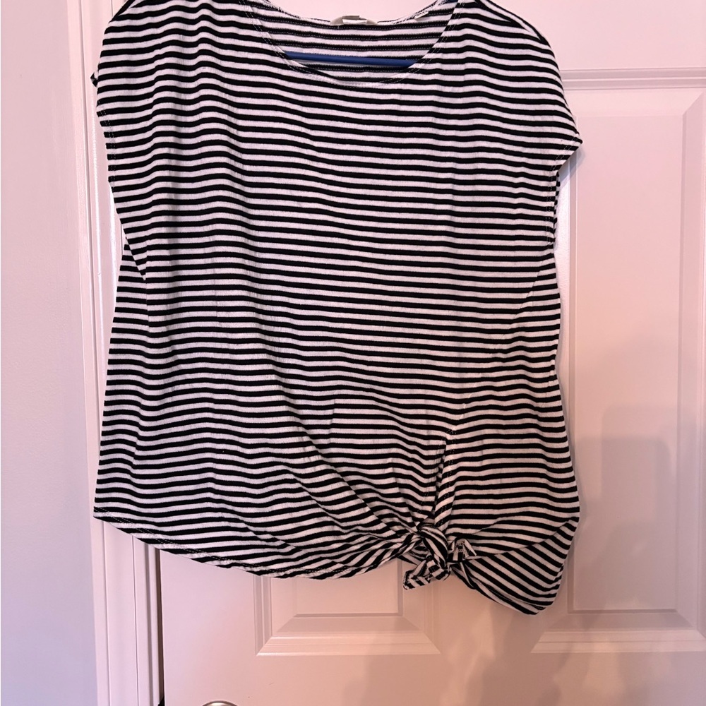Max Studio London-black and whiter striped top - size M